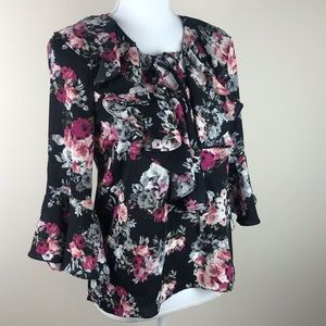 3/$10 Bundle: My Michelle Ruffle Work Wear Floral Blouse